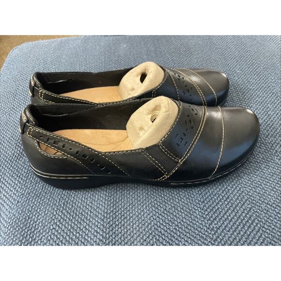 NEW Clarks Collection Evianna Black Leather Comfort Loafers Shoes Sz 9 NWOB - Picture 2 of 8